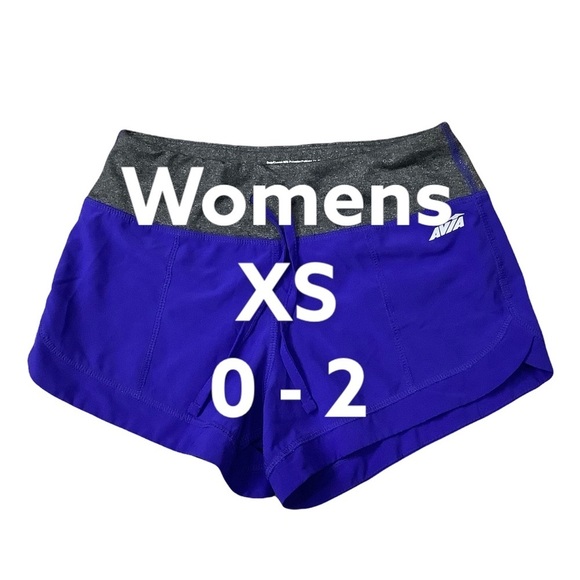 Women's Avia XS 0 2 Shorts Bike Leggings Active Purple Black Drawstring Stretch - Picture 2 of 6